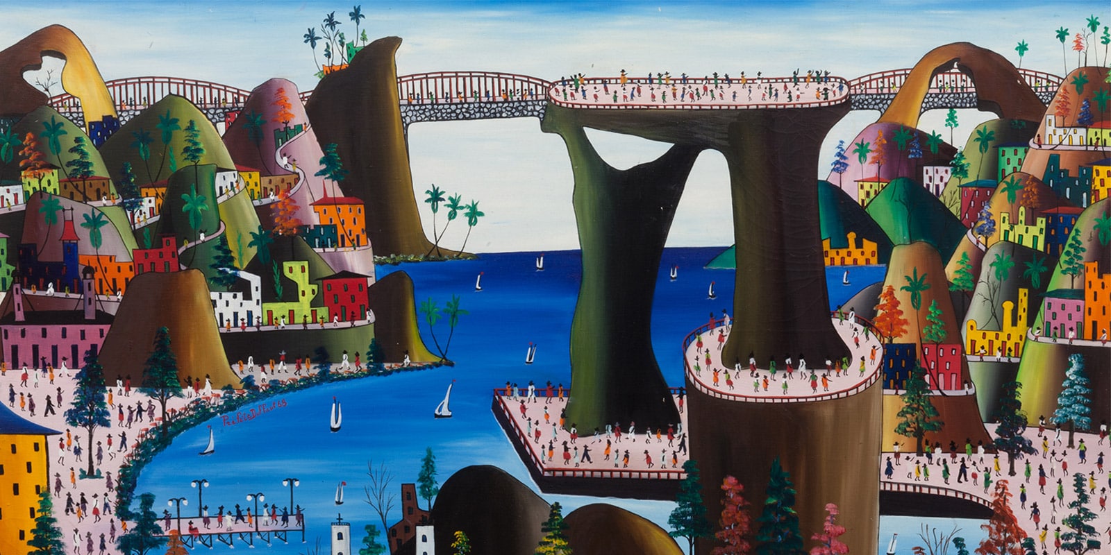 Préfète Duffaut (b. Jacmel, Haiti 1923 – d. Portau-Prince, Haiti 2012) Harbor / Vue de Jacmel avec le pont de Noël, 1968 [Harbour / View of Jacmel with the Noël Bridge] Oil on canvas, 33 x 49 in. El Museo del Barrio Collection, New York Gift from Gale Simmons, Craig Duncan and Lynn Tarbox in memory of Barbara Duncan, 2007 2007.6.41 2007.6.41